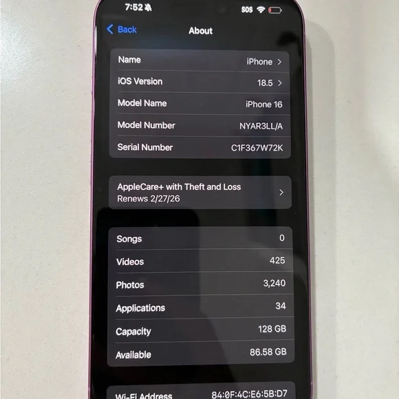 PINK IPHONE 16 PERFECT CONDITION - Picture 2 of 3